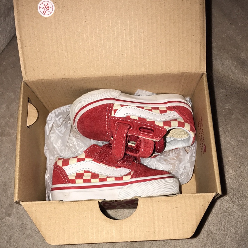 Vans Red and White Kids Sneakers